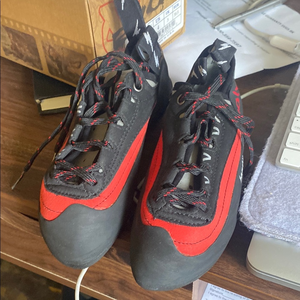 Red and Black Climbing Shoes